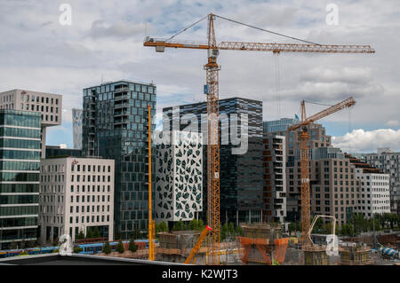 Gebaut um den Barcode Entwicklung in Bjørvika, zentrale Oslo, als von der Osloer Oper gesehen. Stockfoto