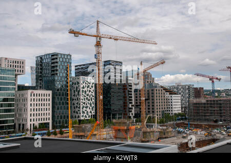 Gebaut um den Barcode Entwicklung in Bjørvika, zentrale Oslo, als von der Osloer Oper gesehen. Stockfoto