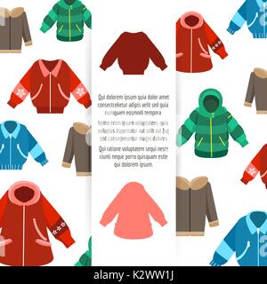 Winter Jacken poster Design auf weißem Hintergrund, Vector Illustration Stock Vektor