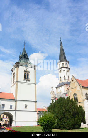 St. James Kirche, Altes Rathaus (links), Levoca (leutschau, Leutschau), Slowakei Stockfoto