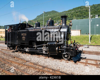 Blonay Chambéry Eisenbahn Lok 3 früher der Brig-Furka-Disentis Bahn und Furka Oberalp. Diese Lok wurde von der SLM gebaut Stockfoto