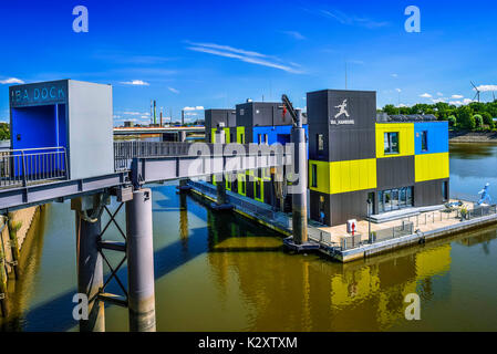 IBA-Dock in der Mueggenburger Einfuhrhafen Veddel, Hamburg, Deutschland, Europa, IBA-Dock Veddel im Mueggenburger Zollhafen von, Deutschland, Europa Stockfoto