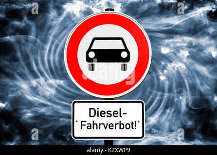 Zeichen Fahrverbot für Kfz, diesel Fahrverbot, Schild Fahrverbot für Kfz, Diesel-Fahrverbot Stockfoto