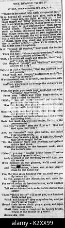 Breitseite aus dem amerikanischen Bürgerkrieg, der den Titel "der Grund, "warum?" ein Gedicht über den Willen und die Belastbarkeit des rebellischen Truppen der Konföderierten, Richmond, Virginia, 1862. Stockfoto