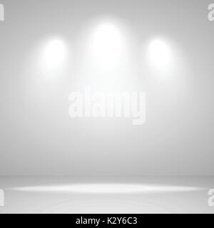 Abstrakte weißen Hintergrund leeren Zimmer Studio für Ausstellung und Interieur mit spot light, Vector Illustration Stock Vektor