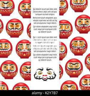 Bunten japanischen Daruma Puppen Plakat Stock Vektor