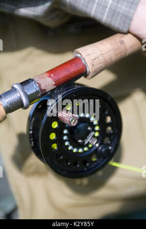 Fliegenfischen obere Chalke Fluss Stockfoto