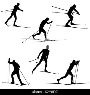 Set ski Sportler Skifahrer Vector Illustration Stockfoto