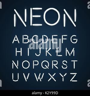 Neon font Stadt Text, Nacht Alphabet Stock Vektor