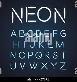 Neon font Stadt Text, Nacht Alphabet Stock Vektor