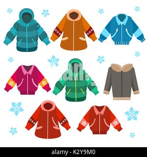 Bunte winter Jacken eingestellt Stock Vektor