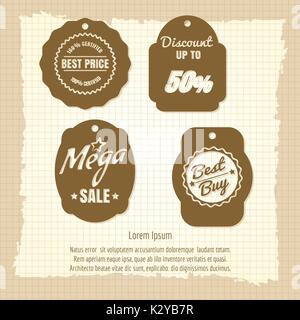 Vintage verkauf Etiketten oder Banner Design Stock Vektor