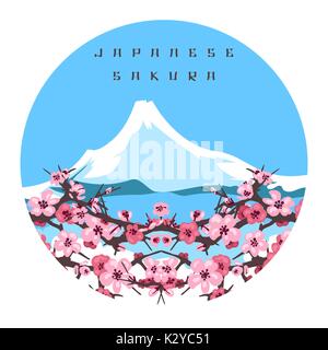 Japanische sakura und Fuji Berg bunte Banner, Vektor, Abbildung Stock Vektor