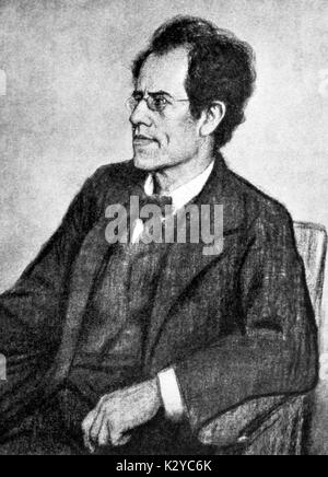 Gustav Mahler nach einer Radierung von Fritz Erler portrait österreichische Komponist, 1860-1911 Stockfoto