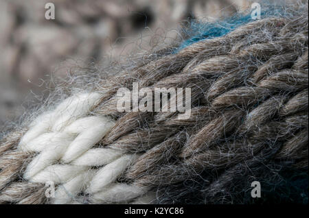 Sehr detaillierte Handarbeit Wolle Stoff, Wolle Textur Hintergrund. Stockfoto
