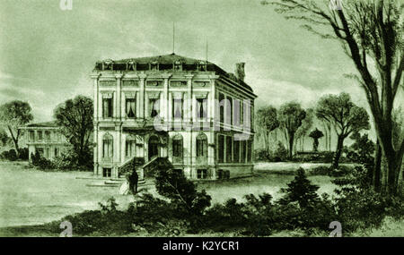 Gioachino Rossini, seine Villa in Passy Rossinis Haus in der Vorstadt von Paris, wo Rossini unterhalten von 1855 lebte und. Italienischer Komponist (1792-1868). Stockfoto