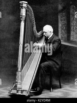 Alphonse (Jean) Hasselmans - Porträt der Französischen Harfenistin und Komponistin, Spielen auf der Harfe. 1845-1912 Stockfoto