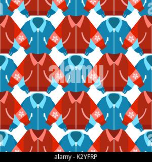 Blau und Rot Winter Sport Jacken nahtlose Muster, Vector Illustration Stock Vektor