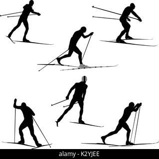 Set ski Sportler Skifahrer Vector Illustration Stock Vektor