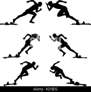 Set leichtathletik Läufer sprinter Start Stock Vektor