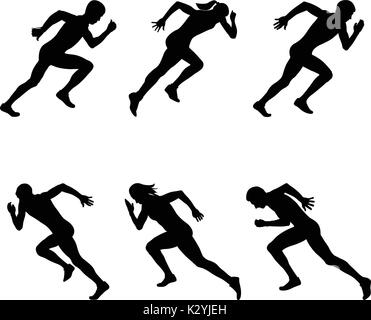 Set Athletik sprinter Läufer starten Vector Illustration Stock Vektor
