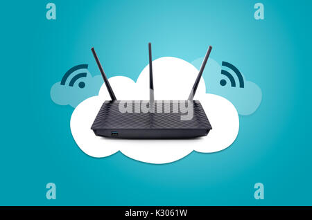 Moderne WLAN-Router auf Wolke grafischen Komposition Stockfoto