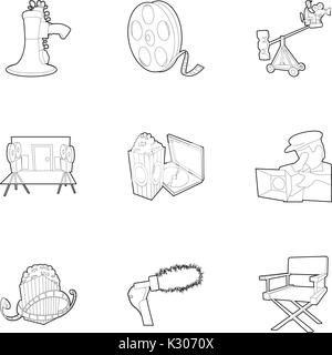 Movie Icons Set, outline Style Stock Vektor