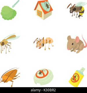 Insekt Icons Set, Cartoon-Stil Stock Vektor