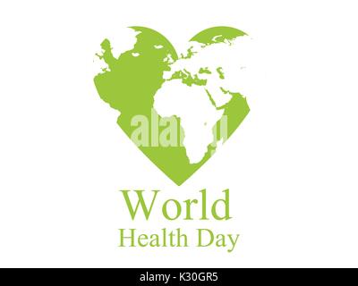 Der Weltgesundheitstag. Kontinente und Herz. Festliche Banner. Vector Illustration Stock Vektor