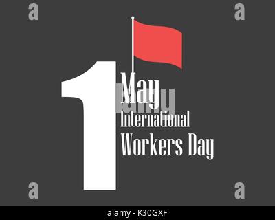Die internationalen Mitarbeiter. Tag der Arbeit 1.Mai. Red Flag. Vector Illustration Stock Vektor