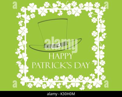 Happy St. Patrick's. Rahmen mit Klee und Text. Vector Illustration Stock Vektor