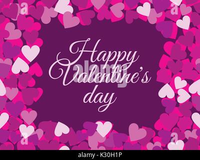 Happy Valentine's Day. Die Inschrift im Rahmen der nahtlose Muster mit Herzen. Vector Illustration. Stock Vektor