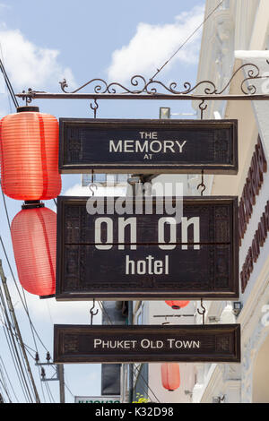 Zeichen für die Speicher Auf Altstadt Hotel, Phuket, Thailand, wie in dem Film The Beach Stockfoto