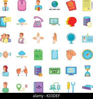 Kommunikation-Symbole-Set, Cartoon-Stil Stock Vektor