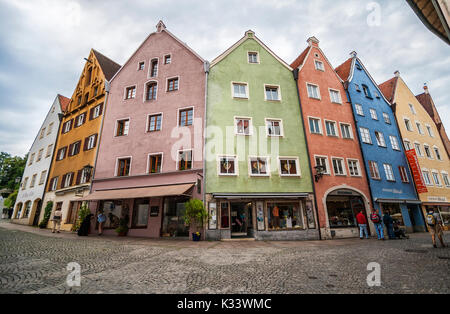 Bunte Häuser Füssen Bayern Süddeutschland Europa Stockfoto