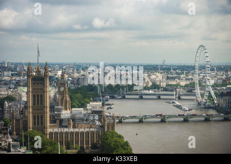 Blick über Westminster & Houses of Parliament vom Millbank Tower, London, Großbritannien Stockfoto