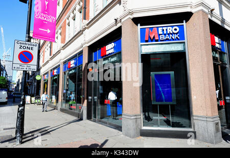 London, GB, 31. August 2017 - Niederlassung der Metro Bank in Holborn London Stockfoto