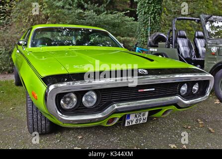 Plymouth GTX, kleine Oldtimer Show, Deutschland Stockfoto