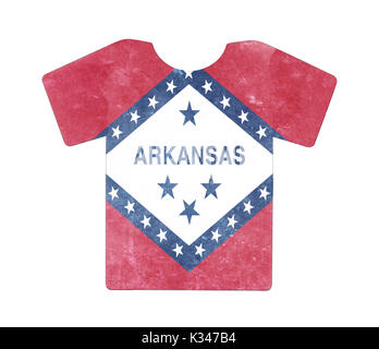 Einfache t-shirt, dreckig und Vintage Look, isoliert auf Weiss - Arkansas Stockfoto