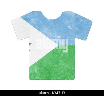 Einfache t-shirt, dreckig und Vintage Look, isoliert auf Weiss - Dschibuti Stockfoto