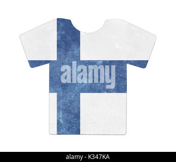 Einfache t-shirt, dreckig und Vintage Look, isoliert auf Weiss - Finnland Stockfoto