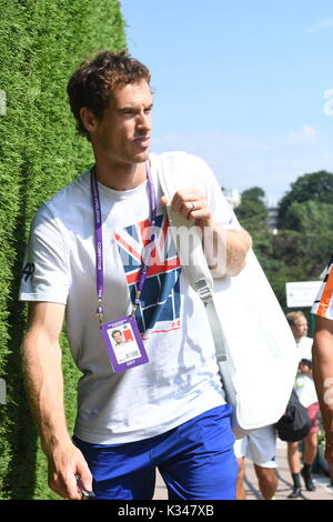 Wimbledon 2017 Andy Murray kommt in Wimbledon heute 06/07/2017 Bild Jeremy Selwyn Stockfoto