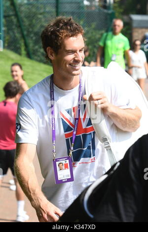 Wimbledon 2017 Andy Murray kommt in Wimbledon heute 06/07/2017 Bild Jeremy Selwyn Stockfoto