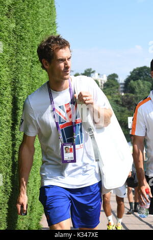 Wimbledon 2017 Andy Murray kommt in Wimbledon heute 06/07/2017 Bild Jeremy Selwyn Stockfoto