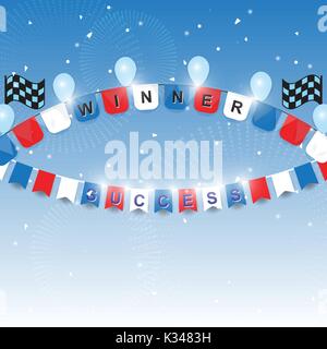 Sieger und Erfolg flags mit Konfetti, Vektor Stock Vektor