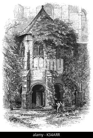 1870: Die Baptistory hinzugefügt, um die Kathedrale von Canterbury Erzbischof Cuthbert rund 750 AD, Kent, England. In der Christlichen Architektur das baptisterium oder baptisterium ist der separate zentral geplante Struktur rund um das Taufbecken. Das baptisterium können im Körper einer Kirche oder Kathedrale oder wie in diesem Fall mit Altar als Kapelle zur Verfügung gestellt werden. Stockfoto