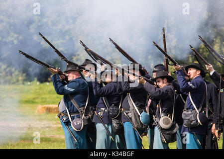 Kent, Großbritannien - 28 August 2017: Schauspieler als Union Soldaten aus dem amerikanischen Bürgerkrieg posiert, an der militärischen Odyssey Re-enactment Veranstaltung im detling, Kent, Stockfoto