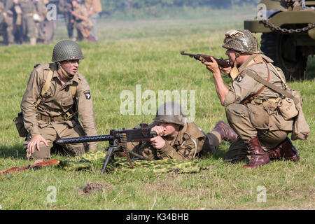 Kent, Großbritannien - 28 August 2017: Schauspieler als amerikanische Soldaten aus dem Zweiten Weltkrieg posiert, an der militärischen Odyssey Re-enactment Veranstaltung im detling, Kent, o Stockfoto