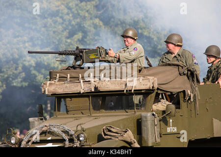 Kent, Großbritannien - 28 August 2017: Schauspieler als amerikanische Soldaten aus dem Zweiten Weltkrieg posiert, an der militärischen Odyssey Re-enactment Veranstaltung im detling, Kent, o Stockfoto