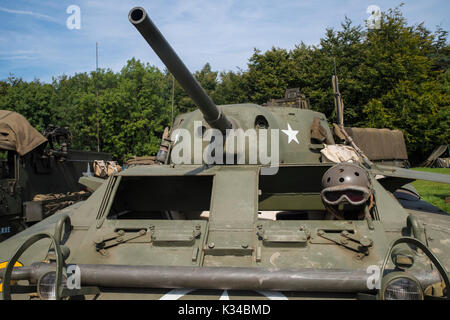 Kent, Großbritannien - 28 August 2017: Ein amerikanischer Panzer aus dem Zweiten Weltkrieg, auf der militärischen Odyssey reenactment Event bei detling in Kent. Stockfoto